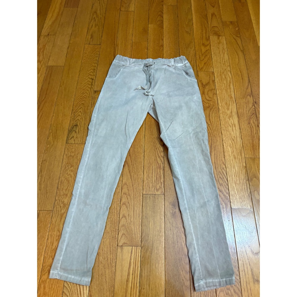 Tina Stephens Made in Italy Mineral Wash Joggers Taupe Slim Fit Pants Women sz S